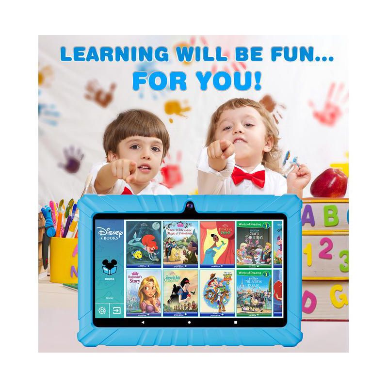 Contixo 7” V8-2 Kids Android 11 Bluetooth Wi-Fi Pro HD Tablet 16GB Featuring 50 Disney eBooks with headphones, 5 of 10