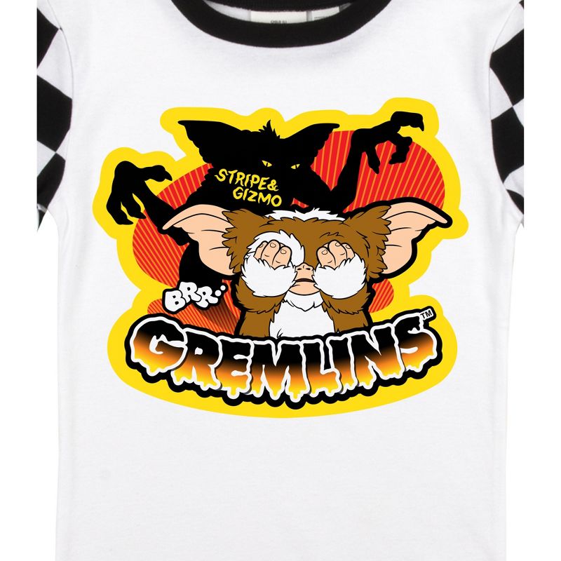 Gremlins Stripe and Gizmo Character Group Checker Pattern Youth Boy's Short Sleeve Pajama Set, 4 of 5