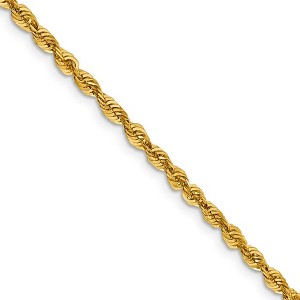 Black Bow Jewelry 3mm 10k Yellow Gold Diamond Cut Hollow Rope Chain Necklace - 1 of 4