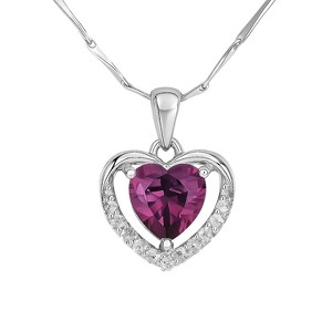 925 Sterling Silver Eternal Heart Necklace with Purple Gemstone for Women - 1 of 4