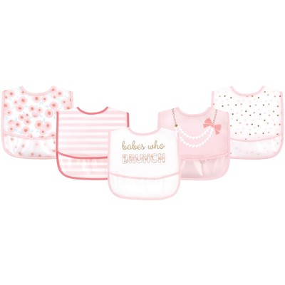 Little Treasure Baby Girl Waterproof PEVA Bibs 5pk, Brunch, One Size