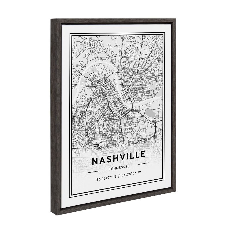 18&#34; x 24&#34; Sylvie Nashville Modern Map by Jake Goossen Framed Wall Canvas Gray - Kate &#38; Laurel All Things Decor, 3 of 7