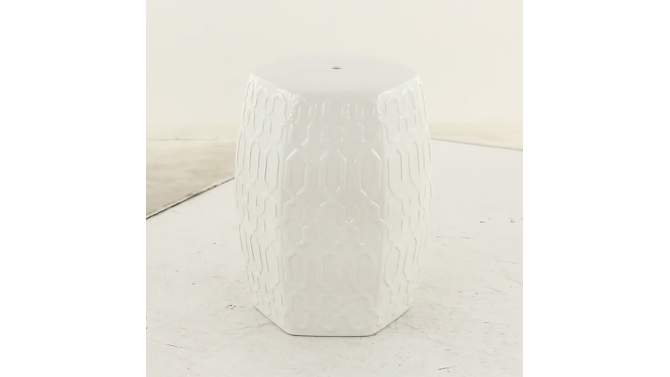 Contemporary Ceramic Geometric Accent Table Cream - Olivia &#38; May, 2 of 9, play video