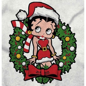 Betty Boop Christmas Santa Wreath Womens Graphic T Shirt Tees Brisco Brands - 1 of 4