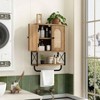 Rattan Bathroom Wall Cabinet Boho Over Toilet Storage with Arched Rattan Doors Modern Cabinet Adjustable Shelves - 3 of 4