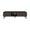 Vynxaria Modern 63" Wide TV Stand in Black Wengue and Light Oak with Two Pull-Down Cabinets and Cable Management - 2 of 4