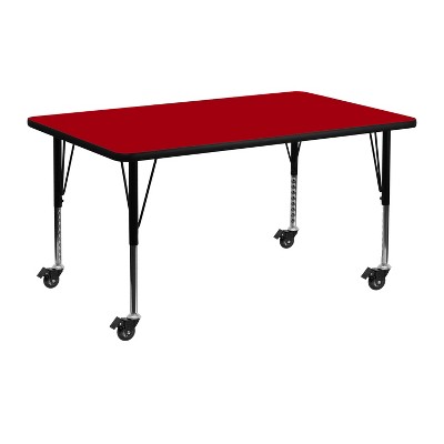 Emma and Oliver Mobile 24x48 Red Thermal Laminate Preschool Activity Table