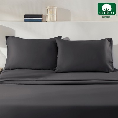 Grey Cotton Satin Weave Standard/Queen Pillowcase Set