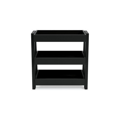 Gray Rectangular Wood Shelf Accent Table with Three Trays