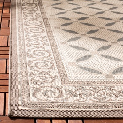 Beige and Dark Beige Synthetic Rectangular Area Rug with Baroque Print