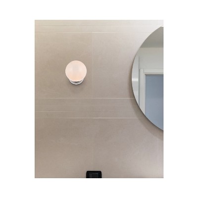 Chrome and Frosted White Dimmable Glass Sconce