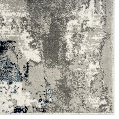 Ivory and Gray Abstract Rectangular Area Rug