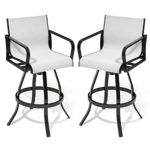 Crestlive Products Swivel Bar Stools Set of 2 Indoor Outdoor Bar Height Chairs with Sunbrella Fabric and Aluminum Frame - 1 of 4