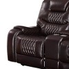 78" Braylon Active Sitting Chair Brown PU - Acme Furniture: Loveseat with Console & Cup Holders - 3 of 4