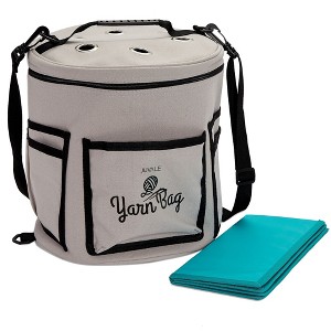 Juvale Grey Yarn Bag with Dividers for Portable Knitting Kit, Crochet Bag for Accessories and Supplies Storage (11.8 x 9.8 In) - 1 of 4