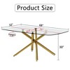 DOMETOUR Modern Minimalist Glass Dining Table, 0.39 Tempered Top, Gilded Metal Legs, 71x35.4x30 for Kitchen, Dining, Living Room - 3 of 4