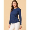 Allegra K Women's Comfort Round Neck Twist Front Long Sleeve Blouse Basic Top - 3 of 4