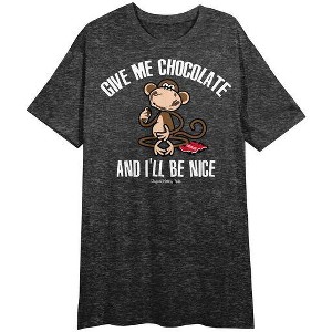 Bobby Jack Give Me Chocolate Crew Neck Short Sleeve Black Heather Women's Night Shirt - 1 of 2