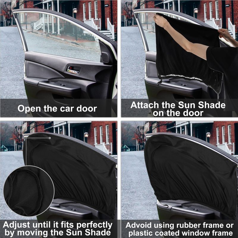 Unique Bargains Zipper Car Window Shades for Side Windows Automotive Rear Window Shade Keep Privacy 22.05"x23.62" Black 2 Pcs, 3 of 7