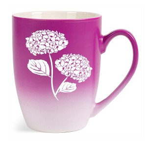 Elanze Designs Botanical Floral Nature Coffee Cup Mug 12 Ounce Ceramic With Ombre Gradient Elegant Minimalist Hydrangea Flower Silhouette Pink and - 1 of 4
