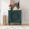 Storage Cabinet With Doors And Shelves,Green Hollow-Carved Cabinet With Adjustable Shelf,Distressed Wooden Cabinet With 2 Doors-Maison Boucle - 2 of 4