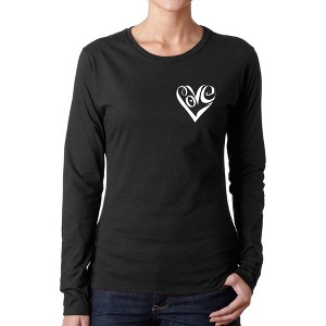 LA Pop Art Script Heart - Women's Word Art Long Sleeve T-Shirt - 1 of 4