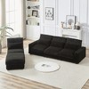 126" Corduroy L-Shaped Sectional Sofa with Cup Holders, USB & Type-C Ports, 4 Pillows, Movable Footrest, Oversized Couch for Living Room - 3 of 4