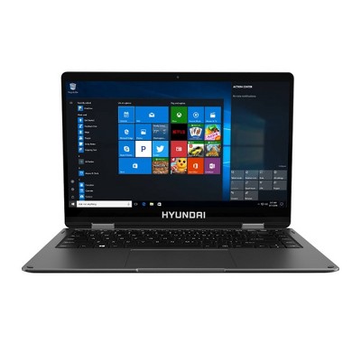 Hyundai HyFlip 13.3" Celeron Laptop, 4GB RAM, 64GB Storage, Expandable M.2 2280 SSD Slot, Touch Screen, 2.0MP Camera, Windows 10 Home S Mode, WiFi, Space Grey