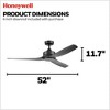 Honeywell Lynton 52" Ceiling Fan, Contemporary Indoor or Outdoor Fan with Dual Mounting Options, Remote, & 3 Reversible Blades, Matte Black - 3 of 4