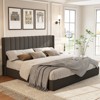 AMERLIFE Lift Up Storage Bed Frame with Vertical Channel Tufted Headboard and Wingback - 2 of 4