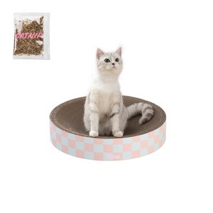 THE LICKER STORE Nelson Modern Cardboard Round Bowl Cat Scratcher with Catnip - 1 of 4