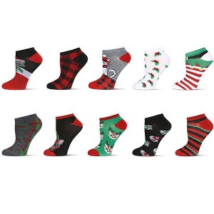 Memoi Women's 10 Pair Pack Holiday Kitty Low Cut Socks Med Gray Heather 9-11 - 1 of 4