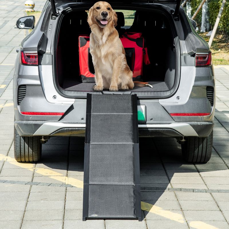 PawHut Folding Dog Ramp for Cars, Trucks, SUVs, 62 Inch Portable Pet Ramp for Extra Large Dogs, with Non-Slip Surface, Supports up to 132 lbs., 2 of 7