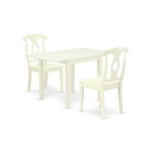 HomeStock 3-Pc Linen White Finish Solid Wood Top Dining Table Set for Small Spaces - 1 of 4