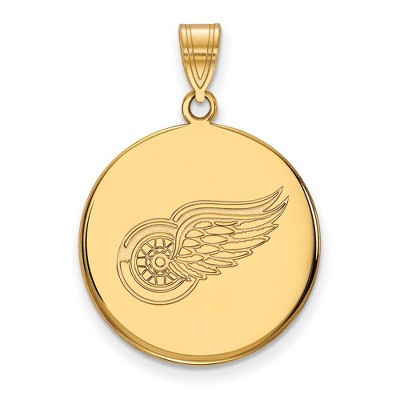 Black Bow Jewelry 14k Yellow Gold Detroit Red Wings NHL Large Pendant
