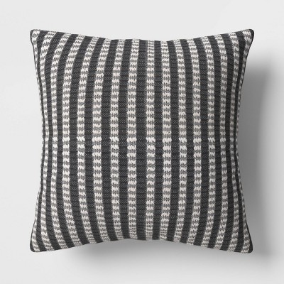 18&#34;x18&#34; Stitched Stripe Square Outdoor Throw Pillow Assorted Grays - Threshold&#8482;_2