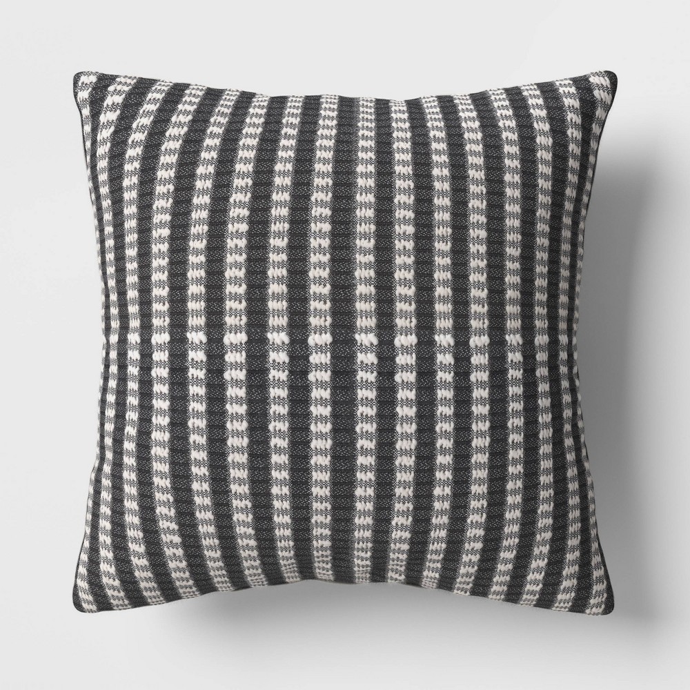 Photos - Pillow 18"x18" Stitched Stripe Square Outdoor Throw  Assorted Grays - Thres