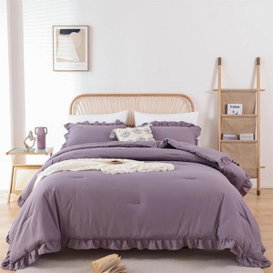BAGOKIE 3 Piece Ruffle Comforter Set for All Season - 1 of 4
