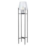 61" Nadia Black Metal and Clear Glass Bowl Modern Floor Lamp - River of Goods