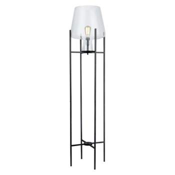 61" Nadia Black Metal and Clear Glass Bowl Modern Floor Lamp - River of Goods