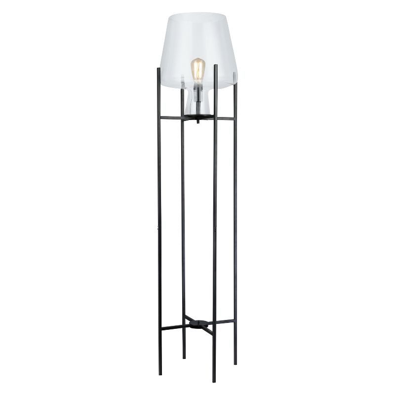 61&#34; Nadia Black Metal and Clear Glass Bowl Modern Floor Lamp - River of Goods, 1 of 9