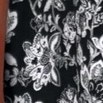 black white folk floral