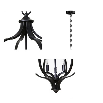 Nava Black Metal 3-Light Candle Chandelier with Adjustable Chain