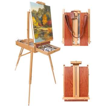 Creative Mark Thrifty 66” Inch Tall Wood Tripod Sign & Display Floor Easel  – Foldable, Adjustable Tray Chain : Target