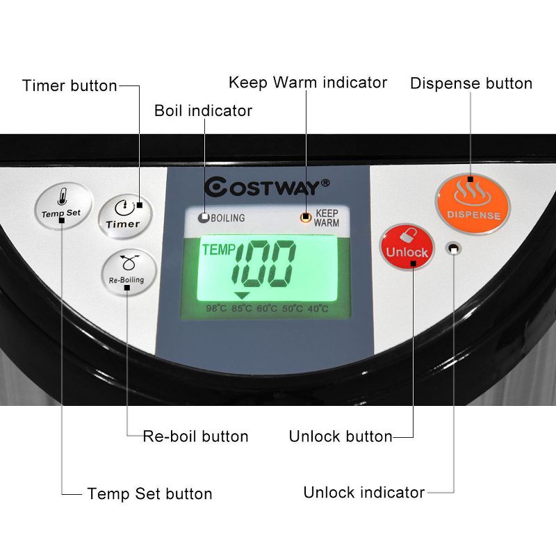 Costway 5-Liter LCD Water Boiler and Warmer Electric Hot Pot Kettle Hot Water Dispenser, 2 of 11