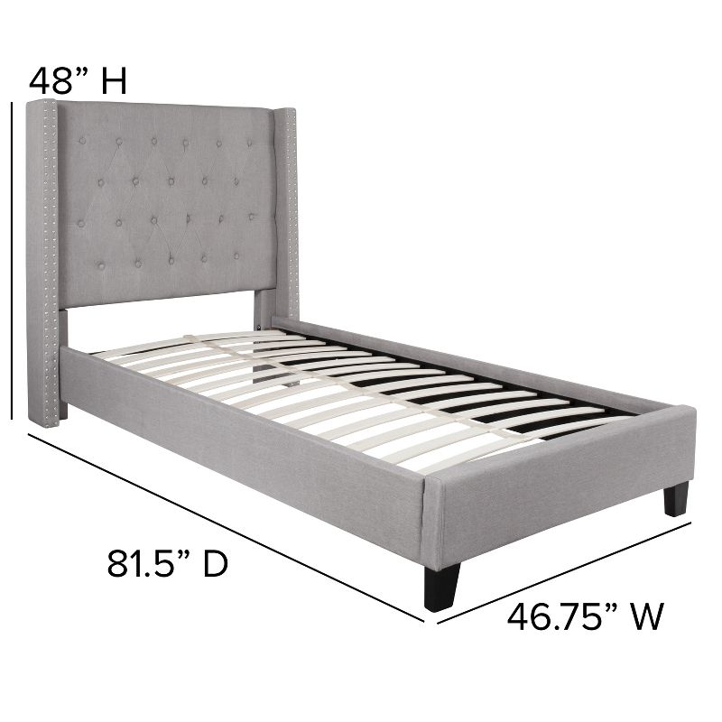 Flash Furniture Riverdale Tufted Upholstered Platform Bed with 10 Inch CertiPUR-US Certified Foam and Pocket Spring Mattress, 4 of 11