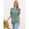 INSPIRE CHIC Women's Summer Floral Printed Short Sleeve Casual V Neck Tunic Shirts - 4 of 4