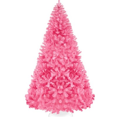 Best Choice Products Artificial Pink Christmas Full Tree Festive Holiday Decoration w/ Stand
