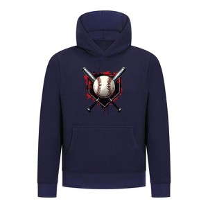 Everyday Kids Baseball Boys Pullover Hoodie – Bold Home Plate, Crossed Bat & Baseball Sweatshirt - 1 of 4