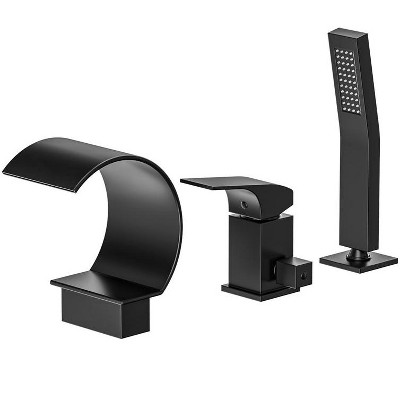 YAWWALK Single-Handle Tub-Mount Roman Tub Faucet with Hand Shower in